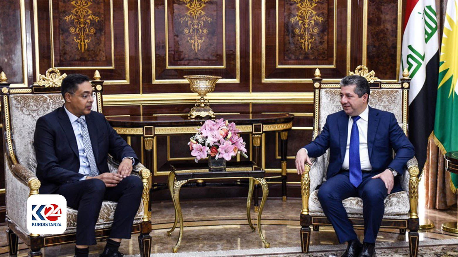 Kuveyt'in Irak Büyükelçisi Tarık Abdullah el-Farac ve Kürdistan Bölgesi Başbakanı Mesrur Barzani