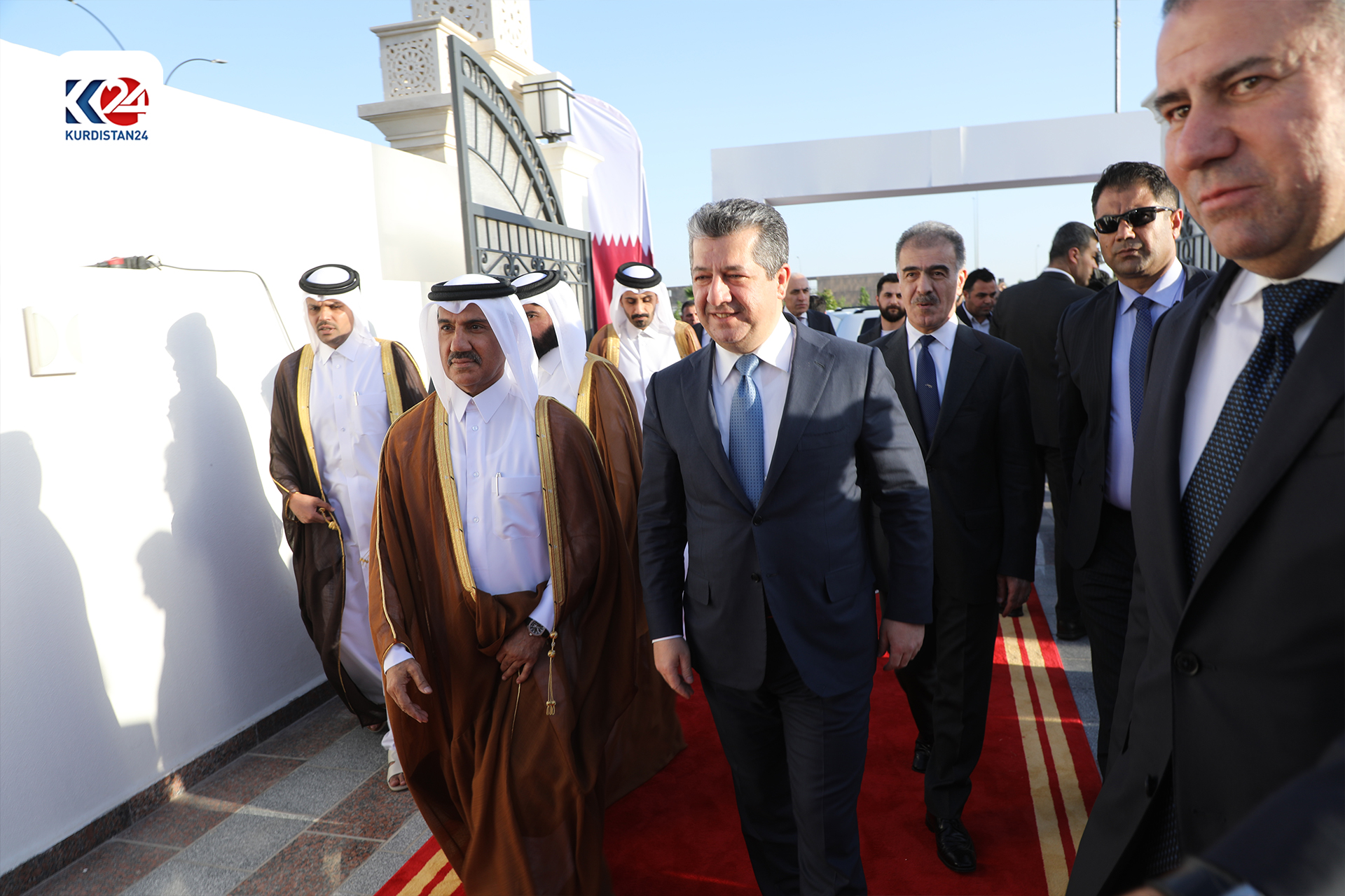 Kurdistan Region Prime Minister Masrour Barzani (right) at the inauguration of the Qatari consulate in Erbil, May 26, 2024. (Photo: Kurdistan24)