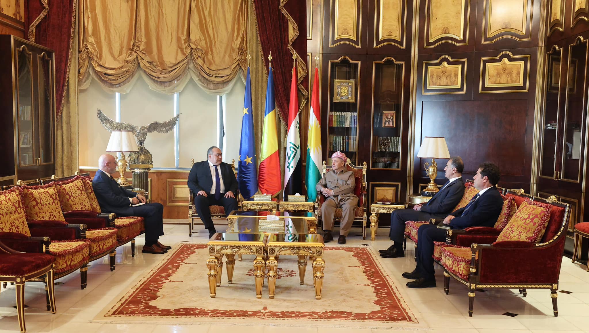 KDP President Masoud Barzani Meets Romanian Ambassador to Iraq