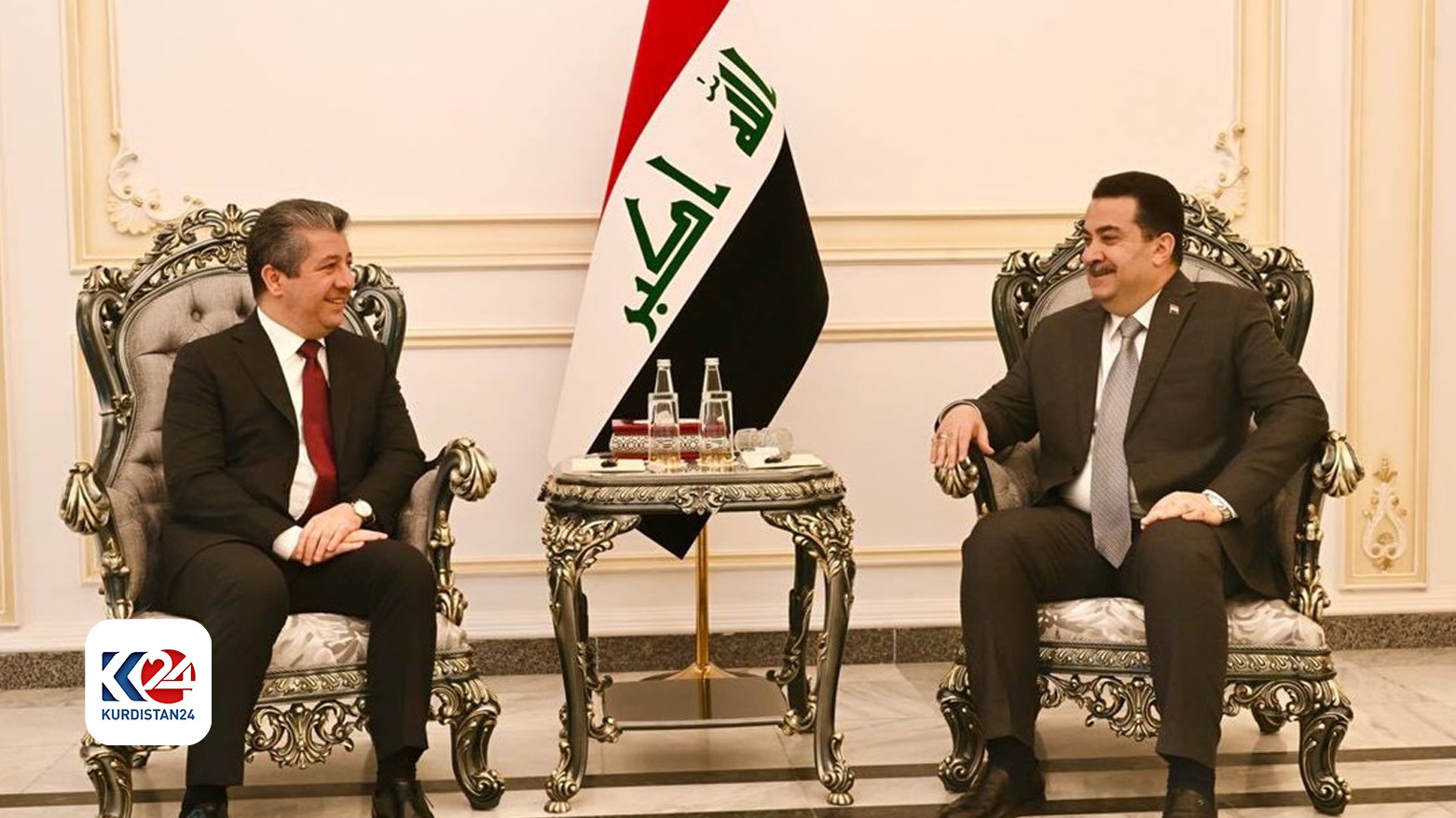 KRG PM Masrour Barzani (l) and Iraq's PM Mohammed Shia al-Sudani (R). (Photo: Kurdistan 24)