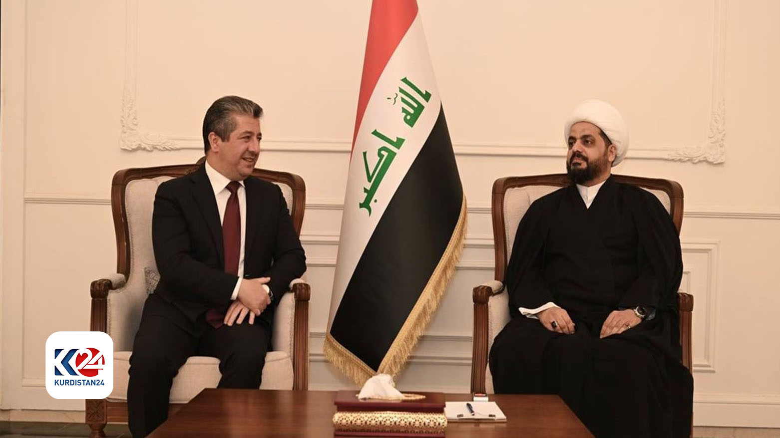 PM Barzani, Head of Asa'ib Ahl al-Haq movement meet in Baghdad