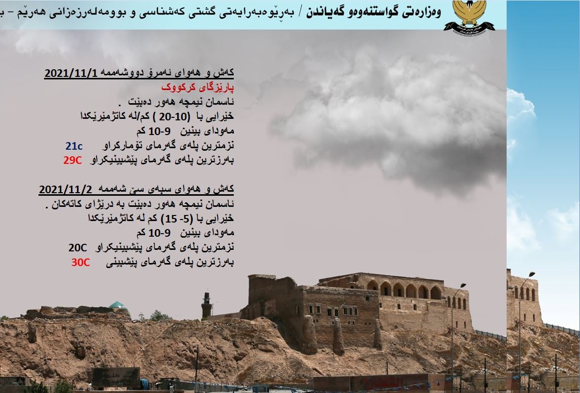 كەشوھەوای ئەمڕۆ و سبەی كەركووك