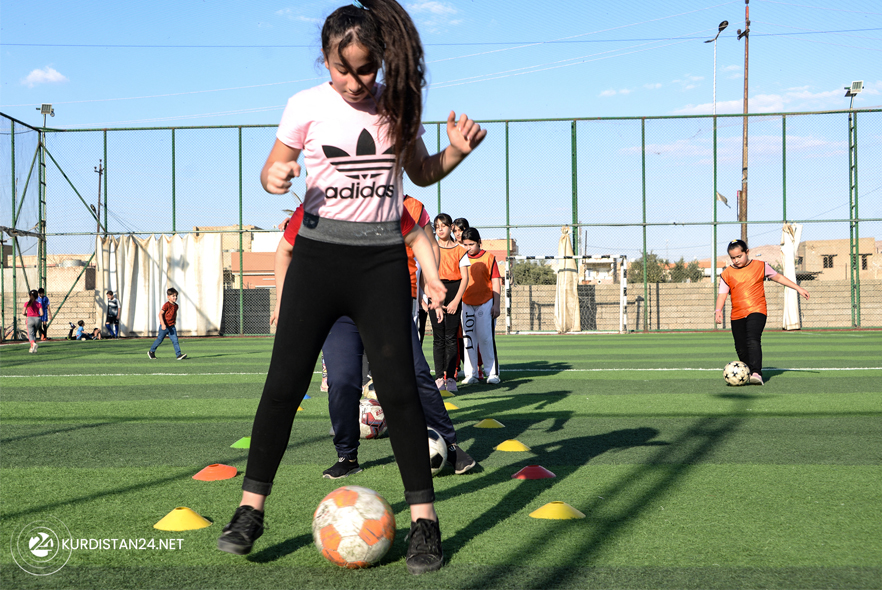Iraqi girls take part in a training session at the Bartalla sports club, in Bartalla town east of the city of Mosul in the northern province of Nineveh, on Oct. 21, 2021. (Photo: Zaid al-Obeidi/AFP)