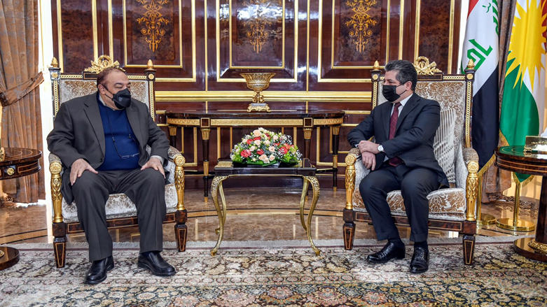 Kurdistan Region’s Prime Minister, Masrour Barzani (Right), with Mahdi Safari, the Iranian Deputy Foreign Minister for Economic Diplomacy, Nov. 8, 2021. (Photo: KRG)