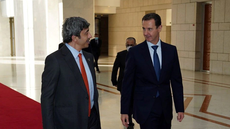 الأسد خلال لقائه وزير الخارجية الإماراتي