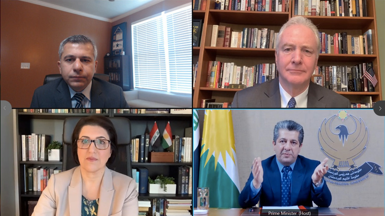 PM Masrour Barzani thanked US Senator Van Hollen for his support in an online meeting (pictured) on Tuesday. (Photo: KRG US/Screengrab)
