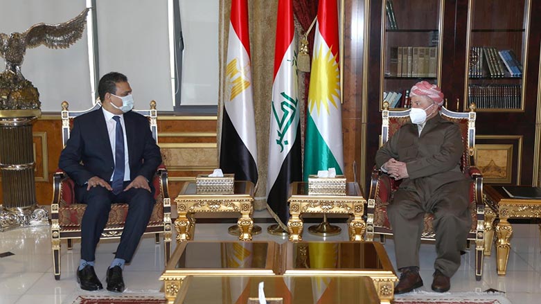 President of the KDP Masoud Barzani receives Egyptian Ambassador to Iraq Walid Muhammad Ismail, Nov. 14, 2021. (Photo: Barzani Headquarters)