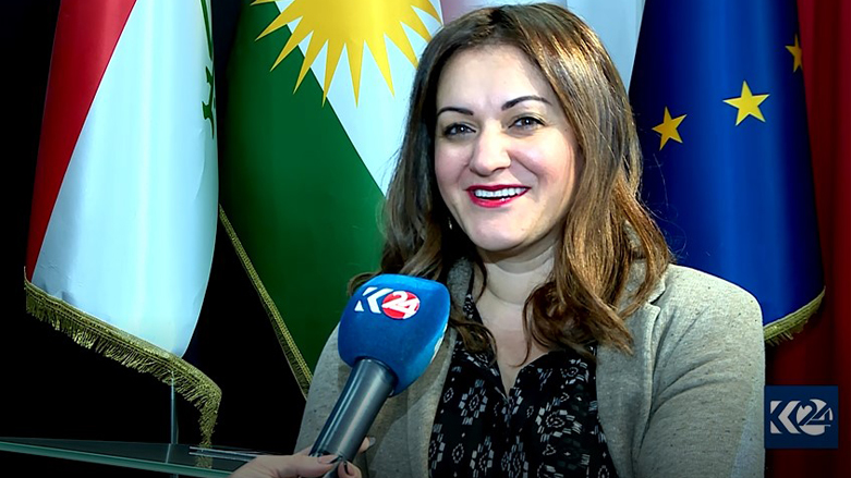Madame Agnès Banipal, Director of the French Institute in Erbil, interviewed by Kurdistan 24 about the institute’s Micro-Folie project, Nov. 14, 2021 (Photo: Kurdistan 24)
