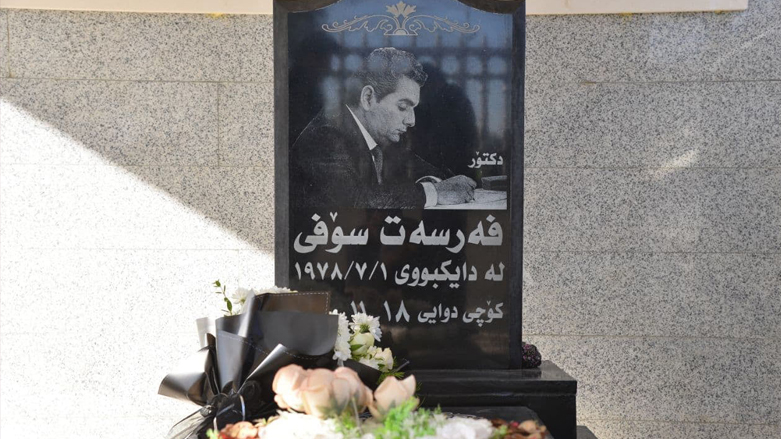 The grave of Firsat Sofi is pictured on the first anniversary of his death in the Kurdistan Region's capital Erbil, Nov. 18, 2021. (Photo: Rebaz Siyan/Kurdistan24)