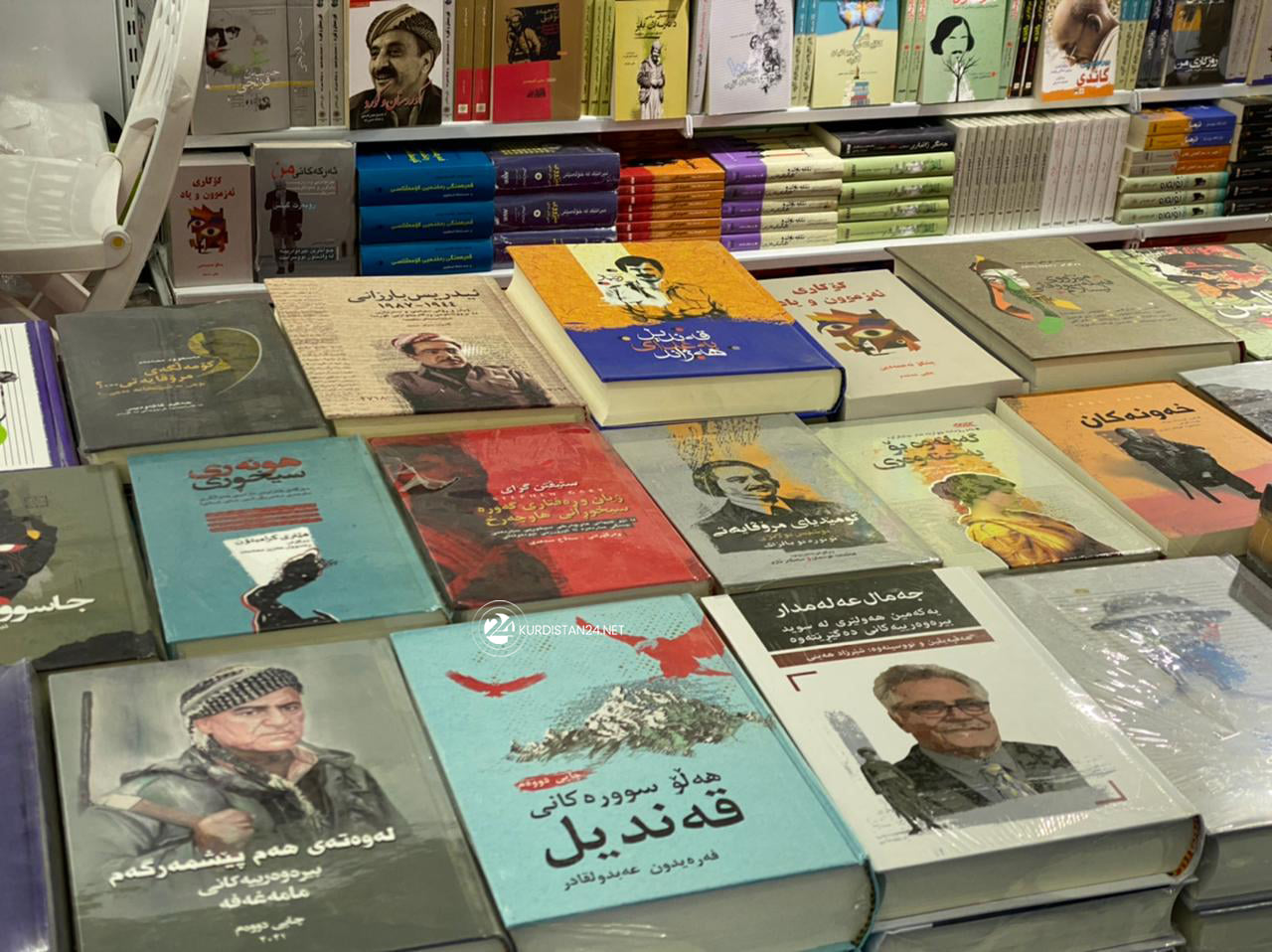Books are showcased at the third Sulaimani International Book Fair in the Kurdistan Region, Nov. 18, 2021. (Photo: Kurdistan 24)