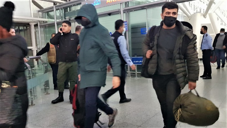 Iraqi nationals, mostly Kurds, arrive at Erbil International Airport after being stuck for weeks on the Belarus-Poland border, Nov. 18, 2021. (Photo: Wladimir van Wilgenburg/Kurdistan 24)