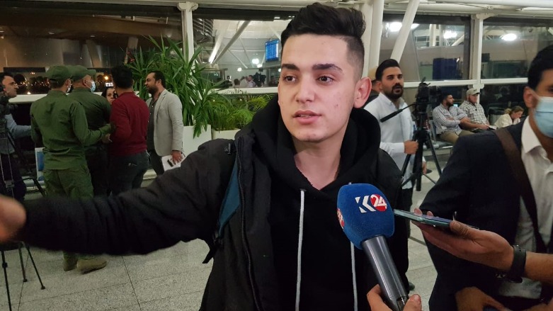 A 19-year-old Kurdish male from Zakho arrives in Erbil after being stuck for weeks on the Belarus-Poland border, Nov. 18, 2021. (Photo: Wladimir van Wilgenburg/Kurdistan 24)