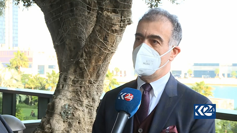 Safeen Dizazyee, the KRG head of department of foreign relations, speaks to Kurdistan 24 in Bahrain's capital Manama on the sidelines of IISS Manama Dialogue 2021, Nov. 19, 2021. (Photo: Kurdistan 24)