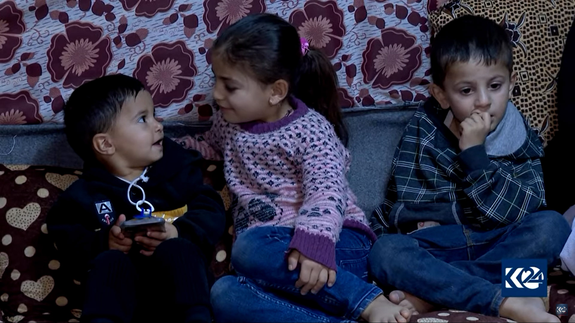 Yezidi children playing in one of the displaced person camps in the Kurdistan Region, Nov. 20, 2021. (Photo: Screengrab/Kurdistan24)