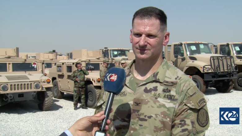 Col. Todd Burroughs, Deputy Director of the US-led coalition's Military Advisor Group North, speaks to Kurdistan 24. (Photo Kurdistan 24)