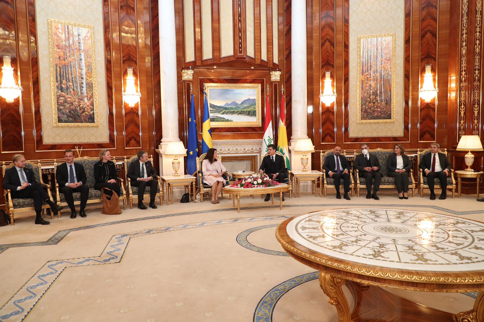 Kurdistan Region President Nechirvan Barzani meets Swedish Foreign Minister Ann Linde in Erbil on Nov. 22, 2021. (Photo: Kurdistan Region Presidency)