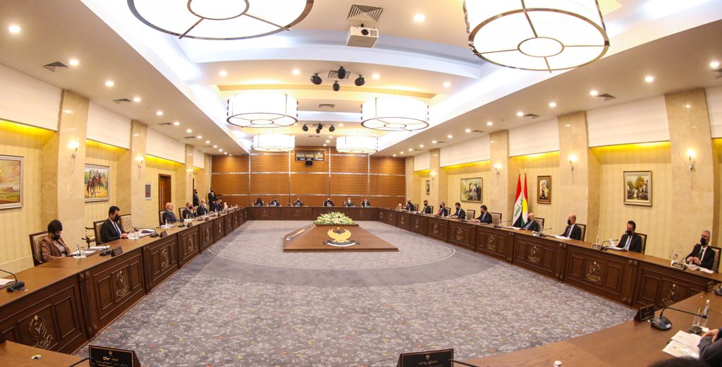 Members of the Kurdistan Region’s Council of Ministers hold a session in Erbil, Nov. 24, 2021. (Photo: KRG)