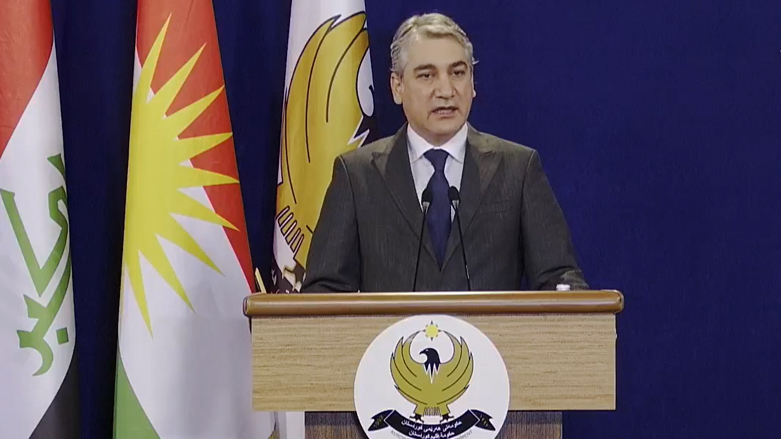 KRG spokesperson Jutyar Adil speaks at a press conference in Erbil. (Photo: Kurdistan 24)