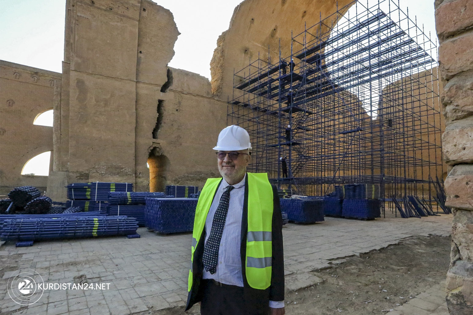 David Michelmore, director of the Consultancy for Conservation and Development and who is working on emergency investigations at the Arch of Ctesiphon, stands at the historical site, Nov. 24, 2021. (Photo: Sabah Arar/AFP)