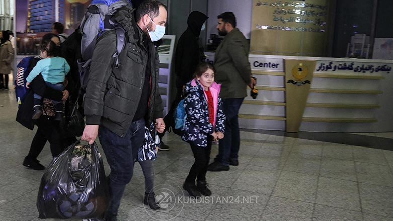 Migrants recently stranded in Belarus arrive in Erbil International Airport in a repatriation flight on Nov. 19, 2021. (Photo: Kurdistan 24)