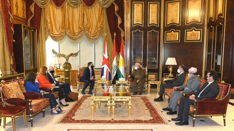 A delegation led by UK Ambassador to Iraq Mark Bryson-Richardson meets with Kurdish statesman Masoud Barzani, Nov. 28, 2021. (Photo: Barzani's Office)