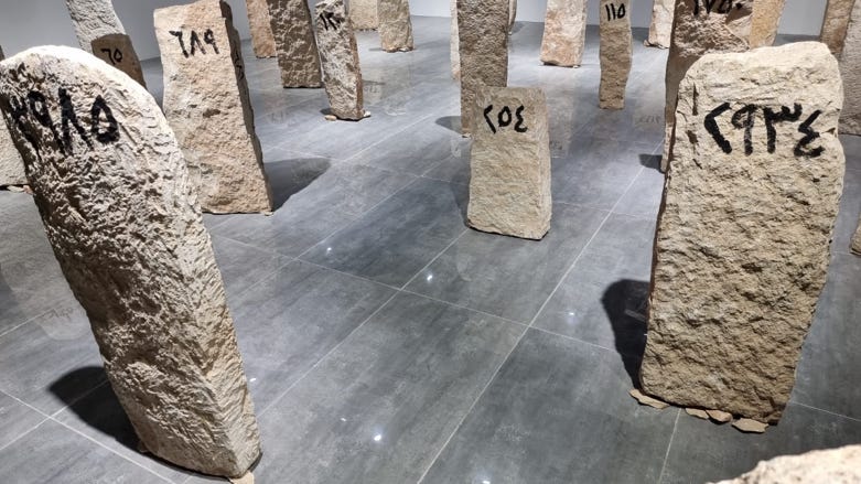 The exhibition shows the gravestones of women murdered in honour killings. (Photo: Wladimir van Wilgenburg/Kurdistan 24).