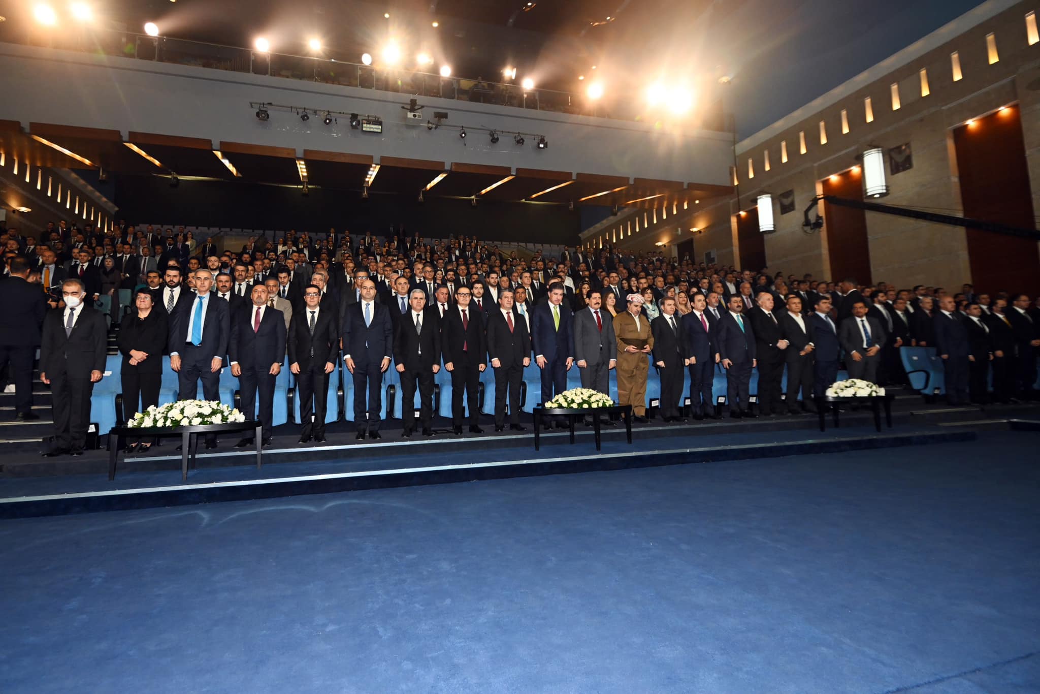 Top Kurdistan Region officials standing during the inauguration of Kurdistan Innovation Institute (KII) in the capital Erbil, Nov. 14, 2022. (Photo: KRG)