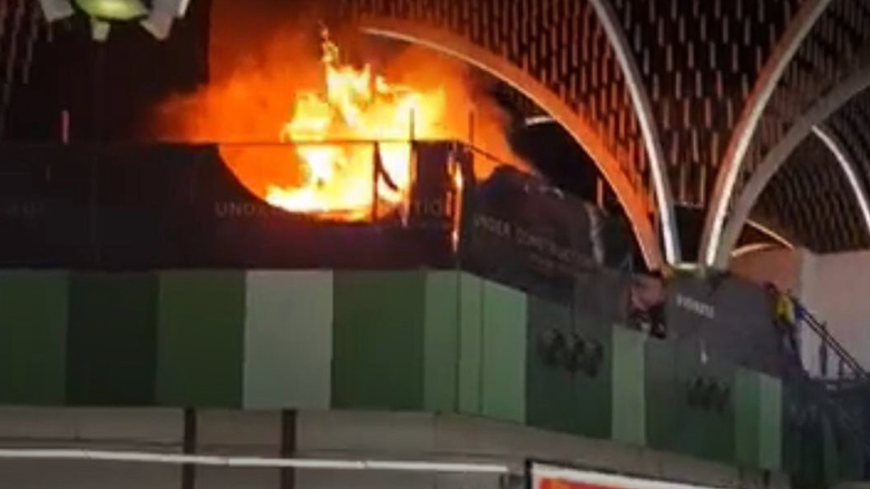 اندلع الحريق قرب صالة استقبال المصافرين - صورة: وسائل التواصل الاجتماعي