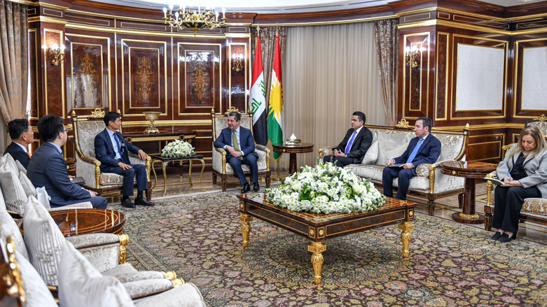 Kurdistan Region Prime Minister Masrour Barzani (top right) during his meeting with South Korean Ambassador to Iraq Choi Song Su in Erbil, Nov. 29, 2022. (Photo: KRG)