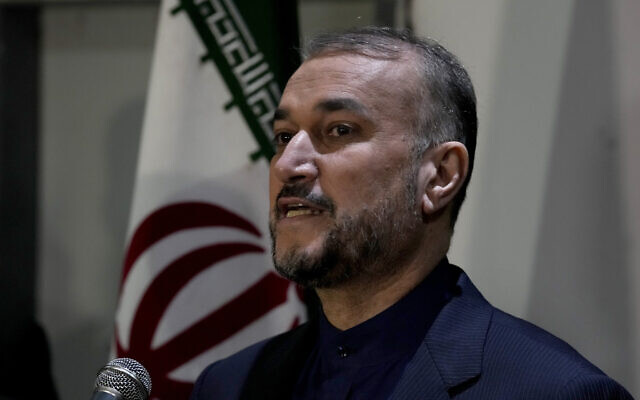 Iran's Foreign Minister Hossein Amir-Abdollahian, speaks during a joint press conference with his Lebanese counterpart Abdallah Bouhabib in Beirut, Lebanon, on March 24, 2022. (Photo: AP /Bilal Hussein)