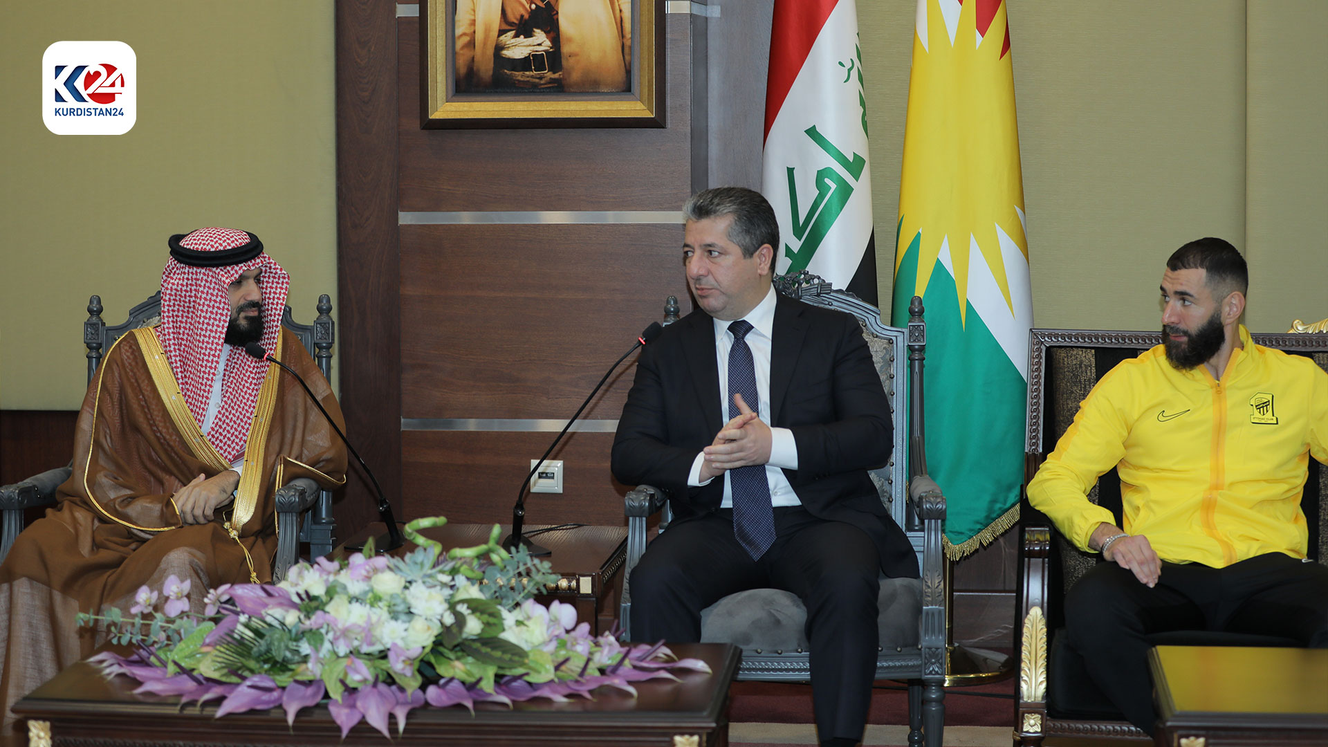 The meeting of Kurdistan Region Prime Minister Masrour Barzani and Al-Ittihad Club delegation, Nov. 5, 2023. (Photo: Kurdistan 24)