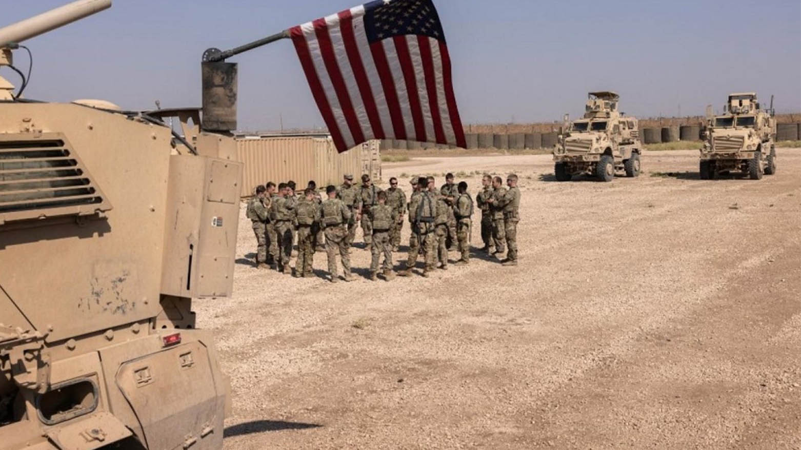 US army soldiers prepare to go out on patrol from a remote combat outpost on May 25, 2021 in northeastern Syria. (AFP)