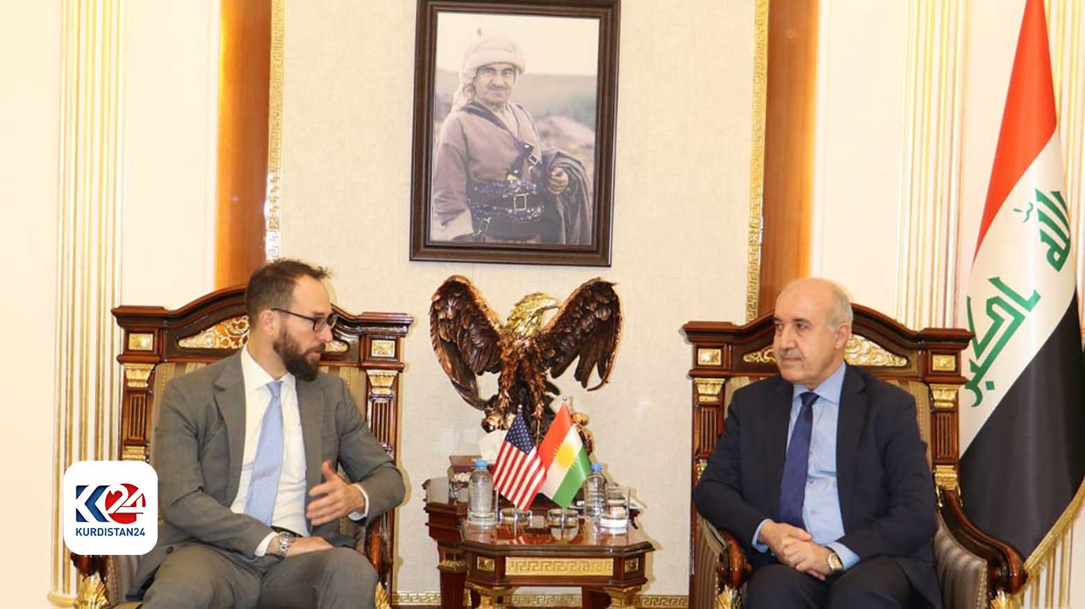 کمال محمد صالح، وزیر نیرو و منابع طبیعی اقلیم کوردستان و مارک استرو، سرکنسول آمریکا در اقلیم کوردستان