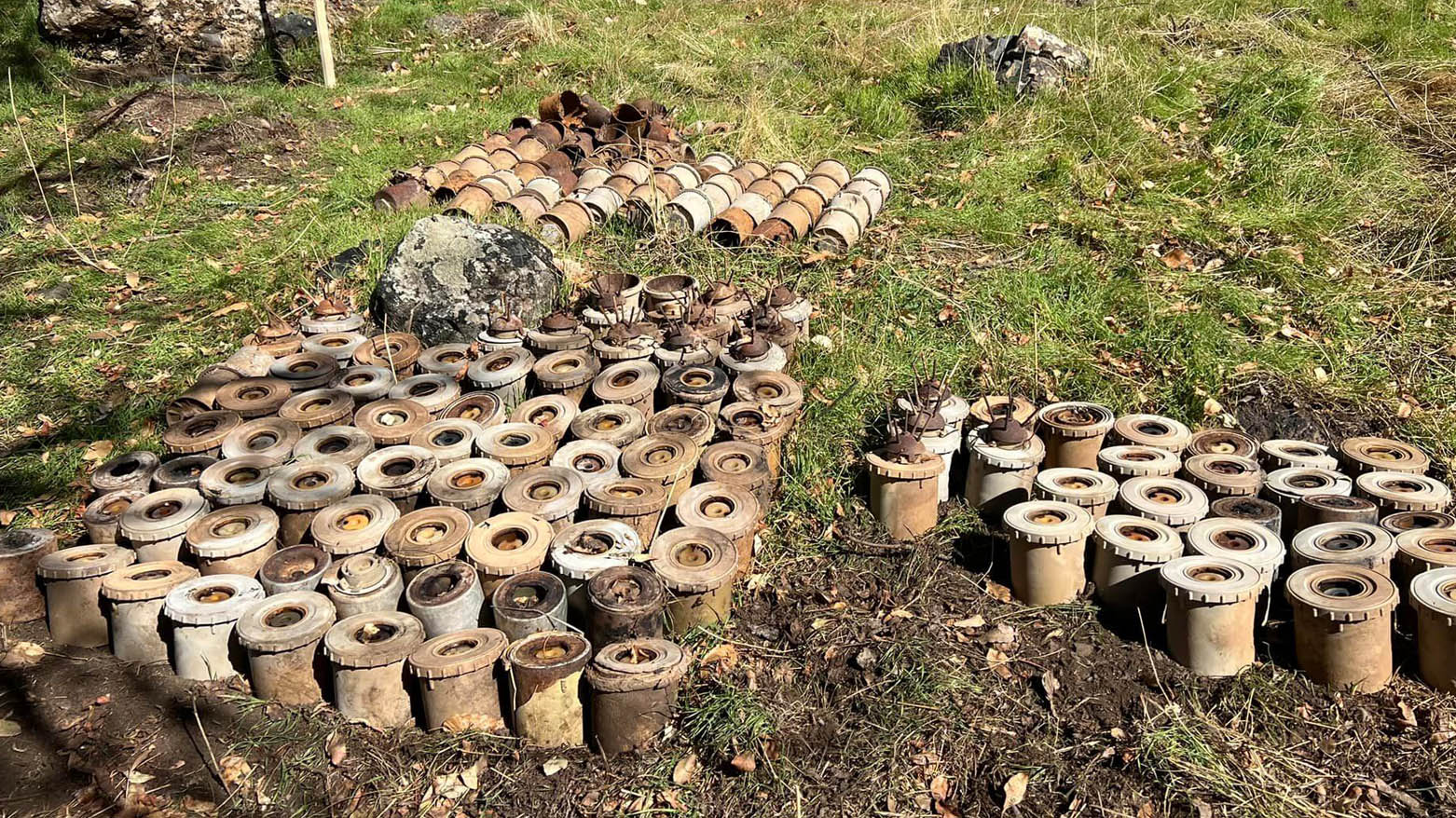 Some of the landmines defused by the Mine Action Agency in cooperation with the Slovenia-based Enhancing Human Security (ITF). (Photo: KRG Mine Action Agency)