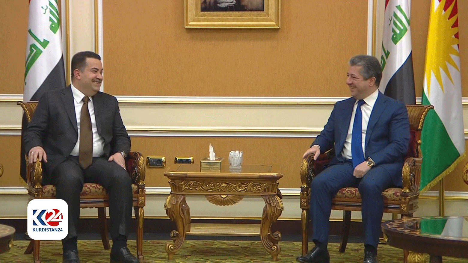 مسرور بارزانی، نخست‌وزیر اقلیم کوردستان و محمد شیاع السودانی نخست‌وزیر عراق فدرال
