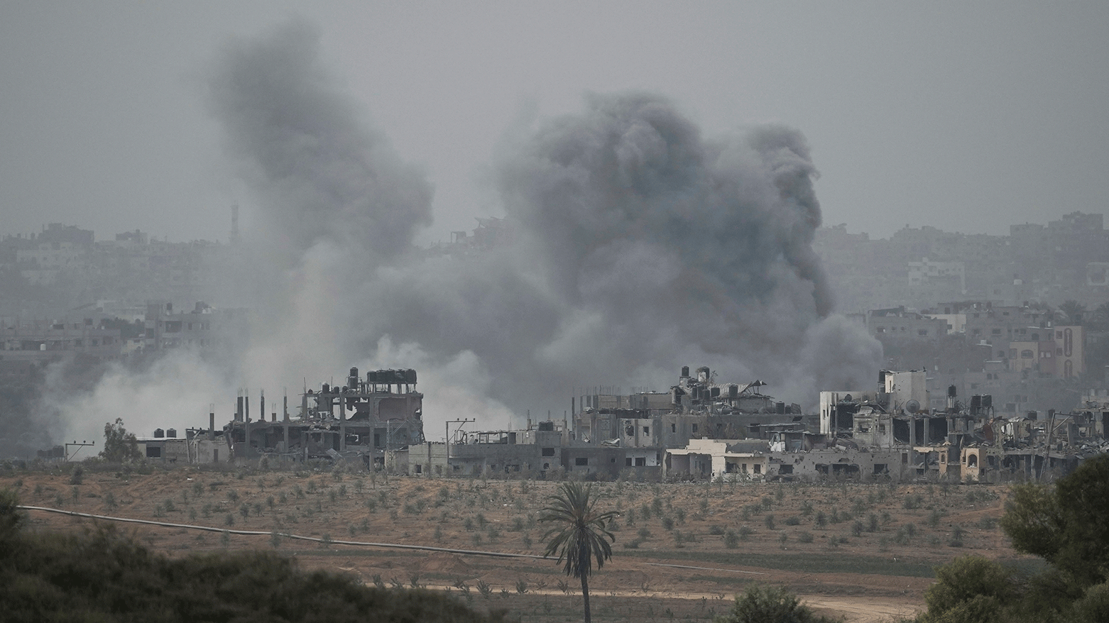 Smoke rises following an Israeli airstrike in the Gaza Strip, as seen from southern Israel, Sunday, Nov. 12, 2023. (Photo: AP)