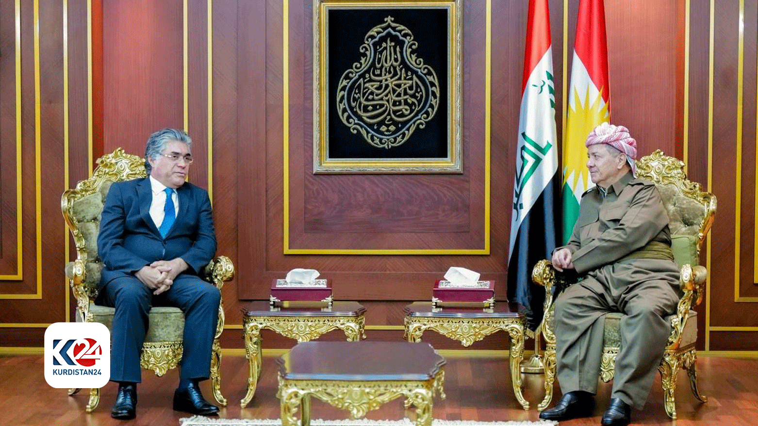 پرزیدنت مسعود بارزانی و مصطفی اوزچلیک، رئیس حزب میهن‌بان کوردستان