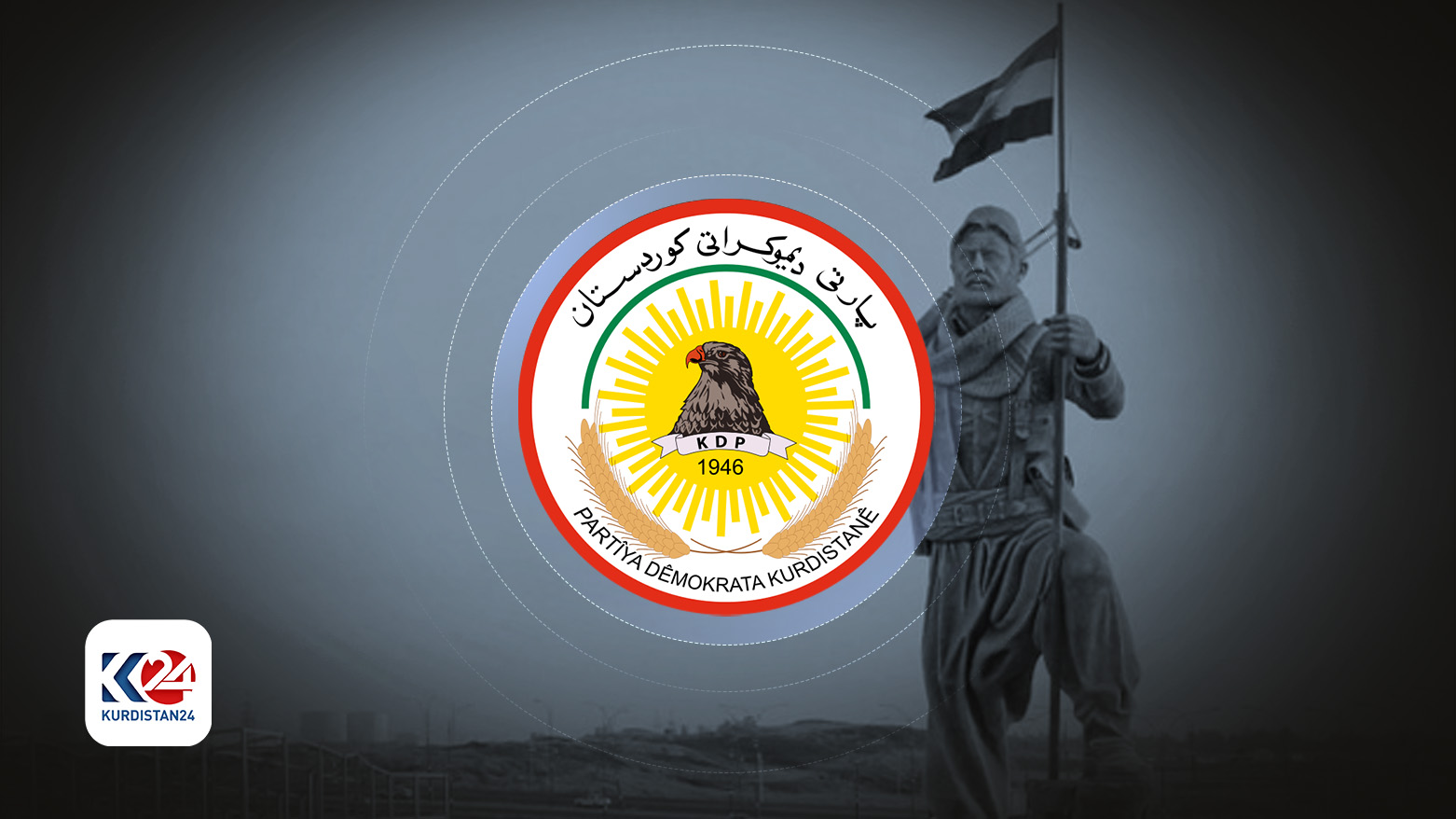 شعار الحزب الديمقراطي الكوردستاني ونصب البيشمركة في كركوك