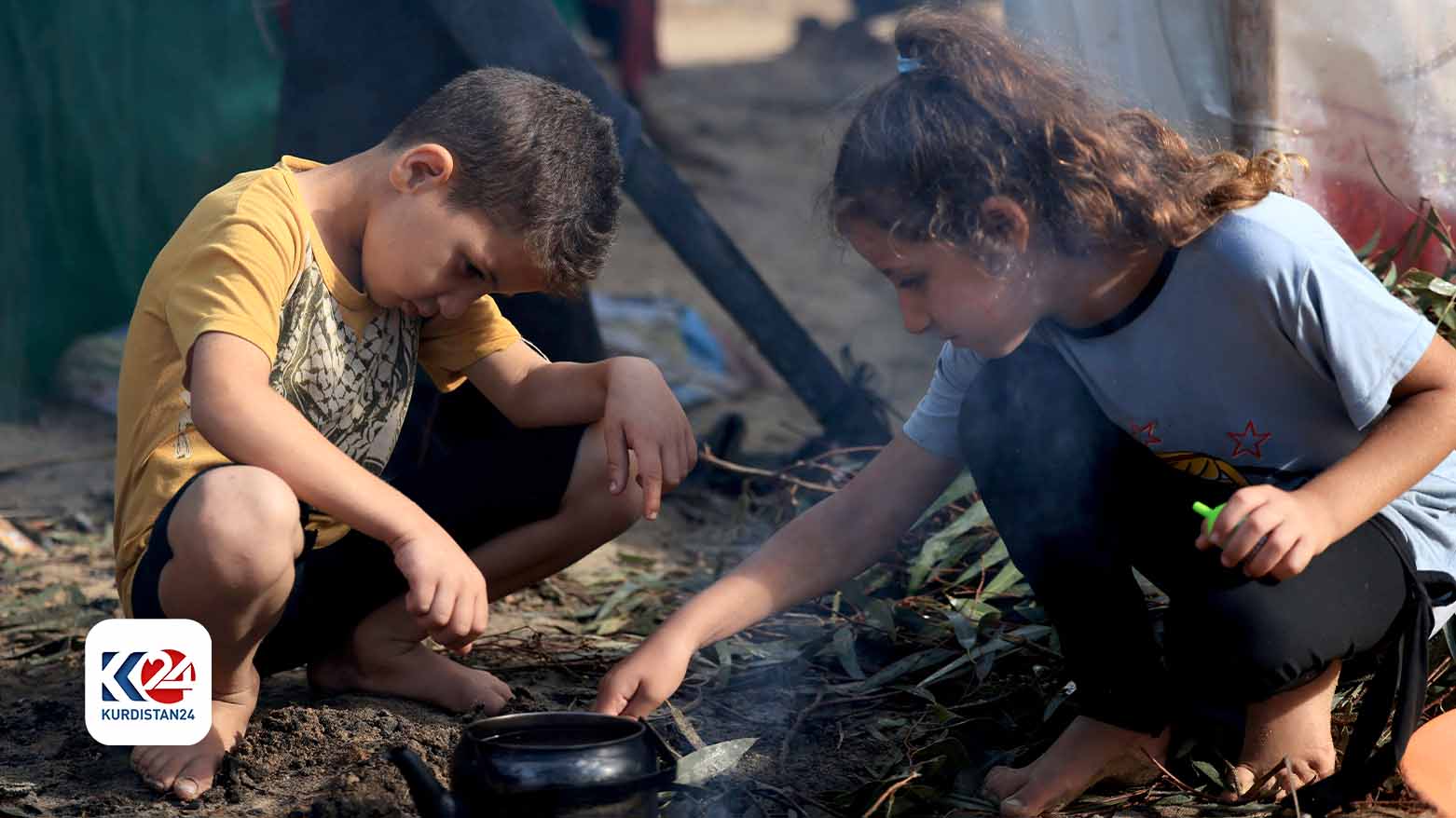 دوو منداڵی ئاواره‌ی غه‌ززه / وێنه‌:AFP