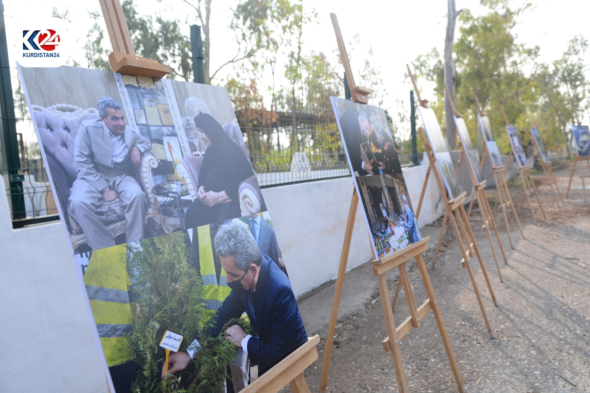 A photo exhibition held on the third anniversary of Firsat Sofi's death in Erbil showcases her life in office, Nov. 18, 2023. (Photo: Kurdistan 24)