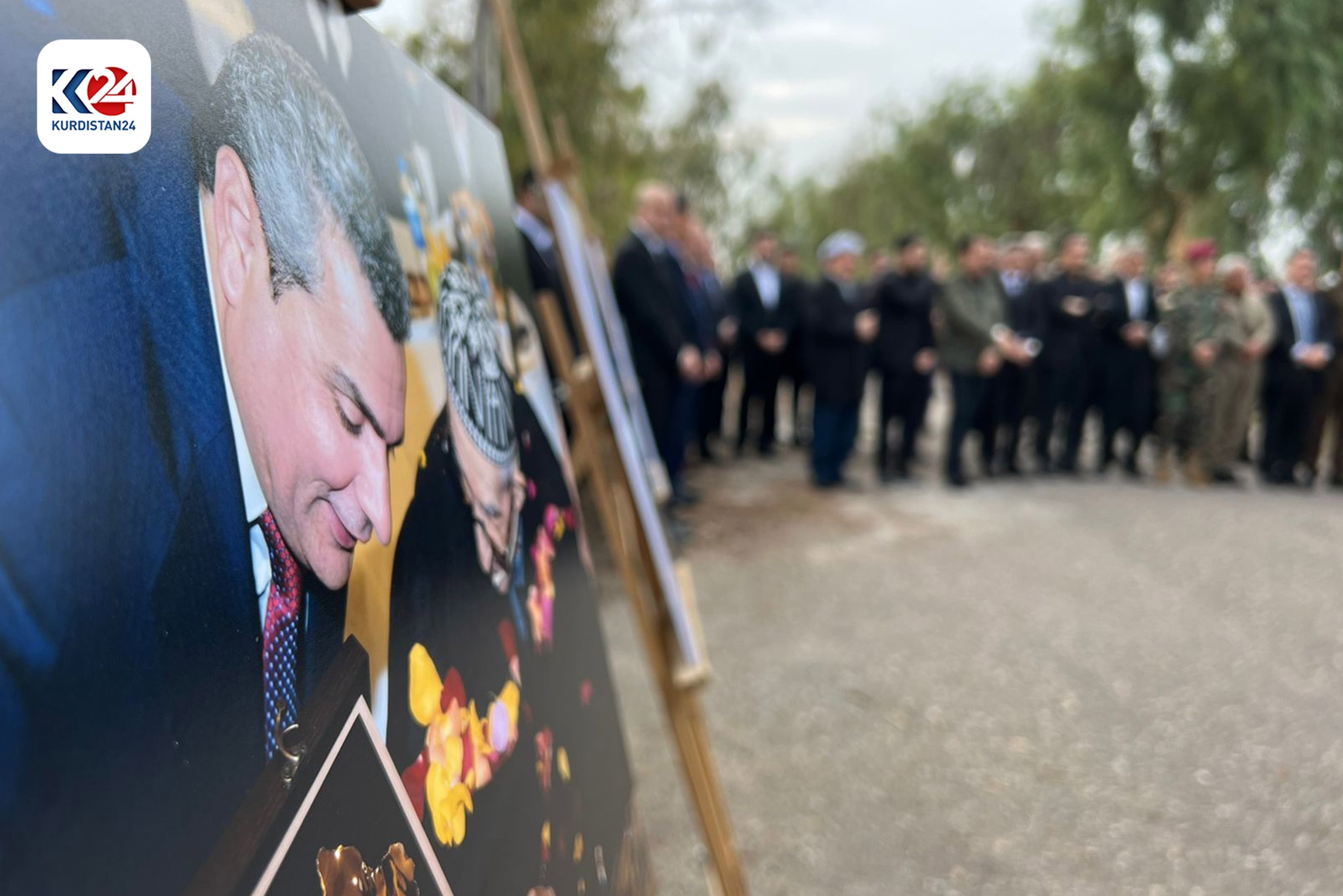A photo exhibition held on the third anniversary of Firsat Sofi's death in Erbil showcases her life in office, Nov. 18, 2023. (Photo: Kurdistan 24)