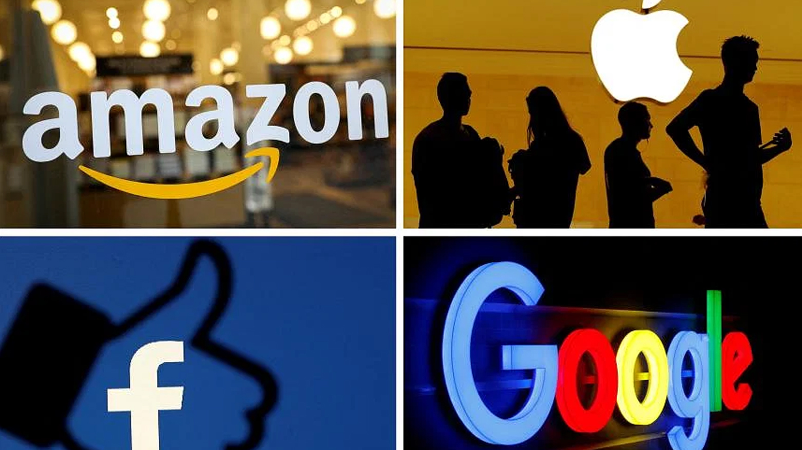 Logos of four global tech firms, including Google, Facebook, Amazon and Apple. (Photo: The Straits Times)