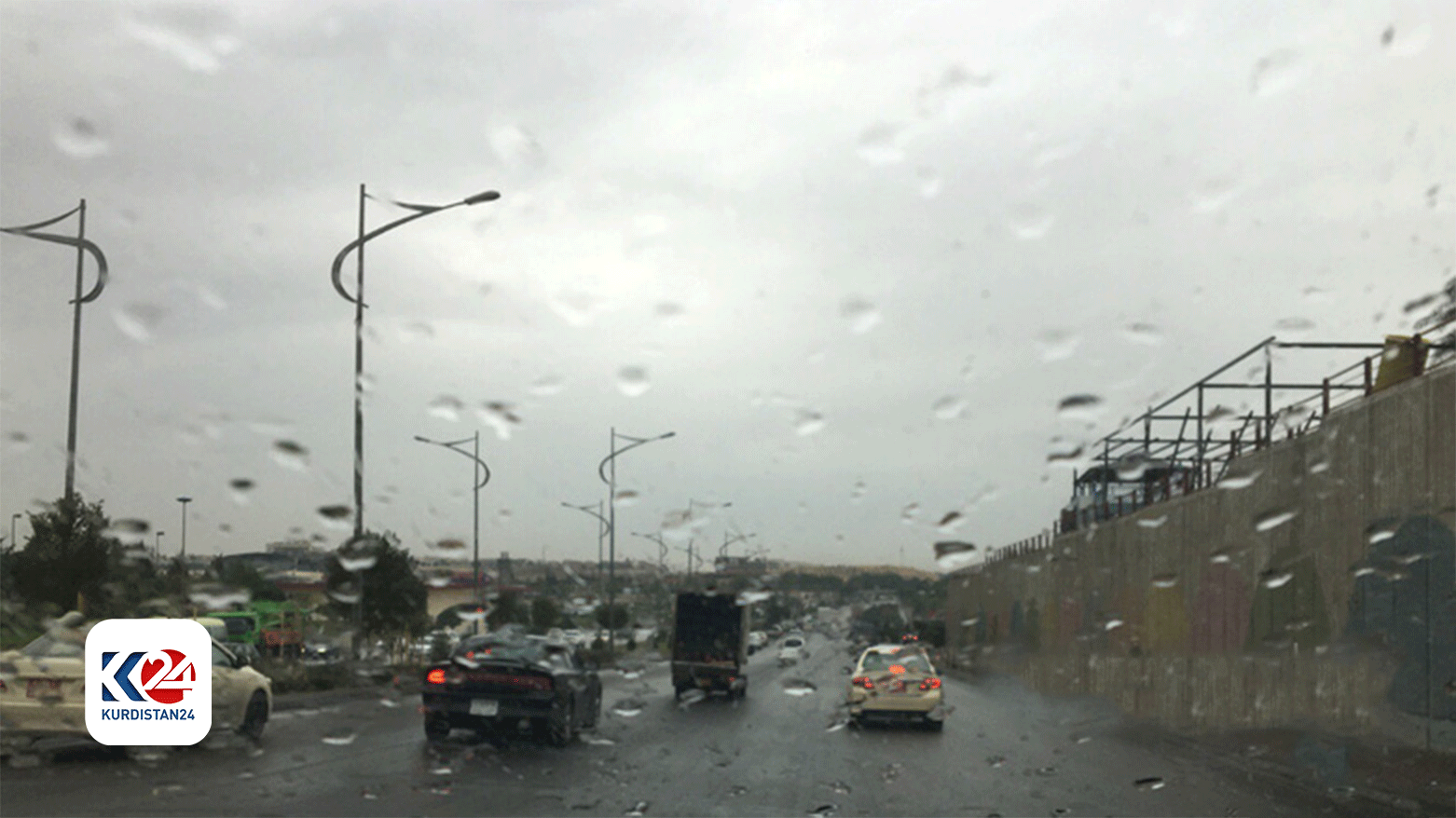 Heavy rainfall in Erbil. (Photo: Kurdistan 24)