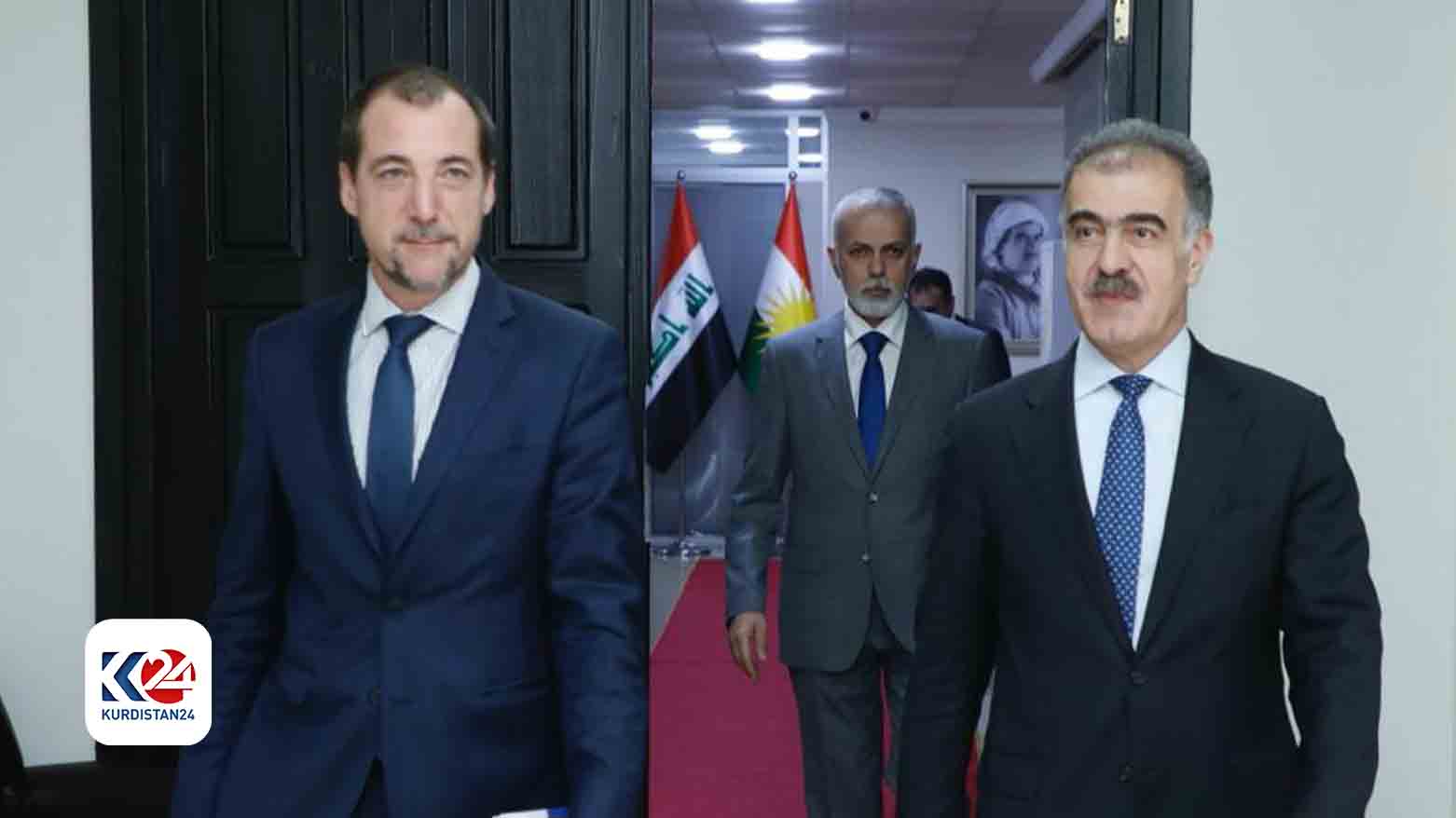 سفین دزه‌ای، رئیس اداره روابط خارجی اقلیم کوردستان و یان برایم، سرکنسول جدید فرانسه در اقلیم کوردستان