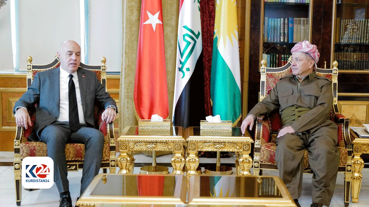 پرزیدنت مسعود بارزانی و علی رضا گونای، سفیر ترکیه در عراق