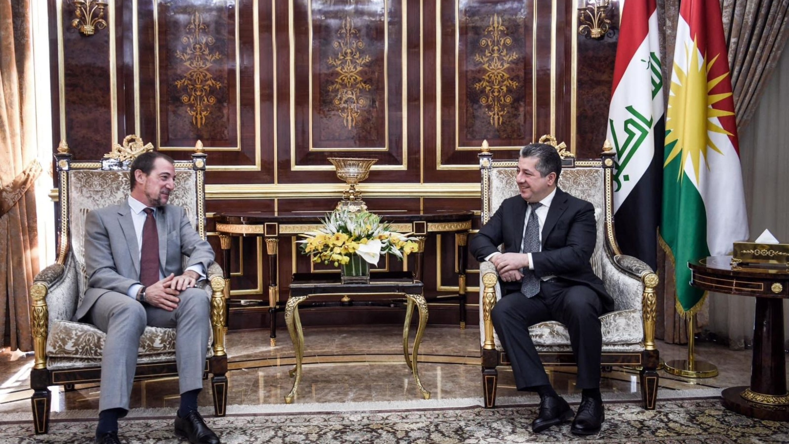 مسرور بارزانی، نخست وزیر اقلیم کوردستان و یان بریم، سرکنسول فرانسه در اربیل