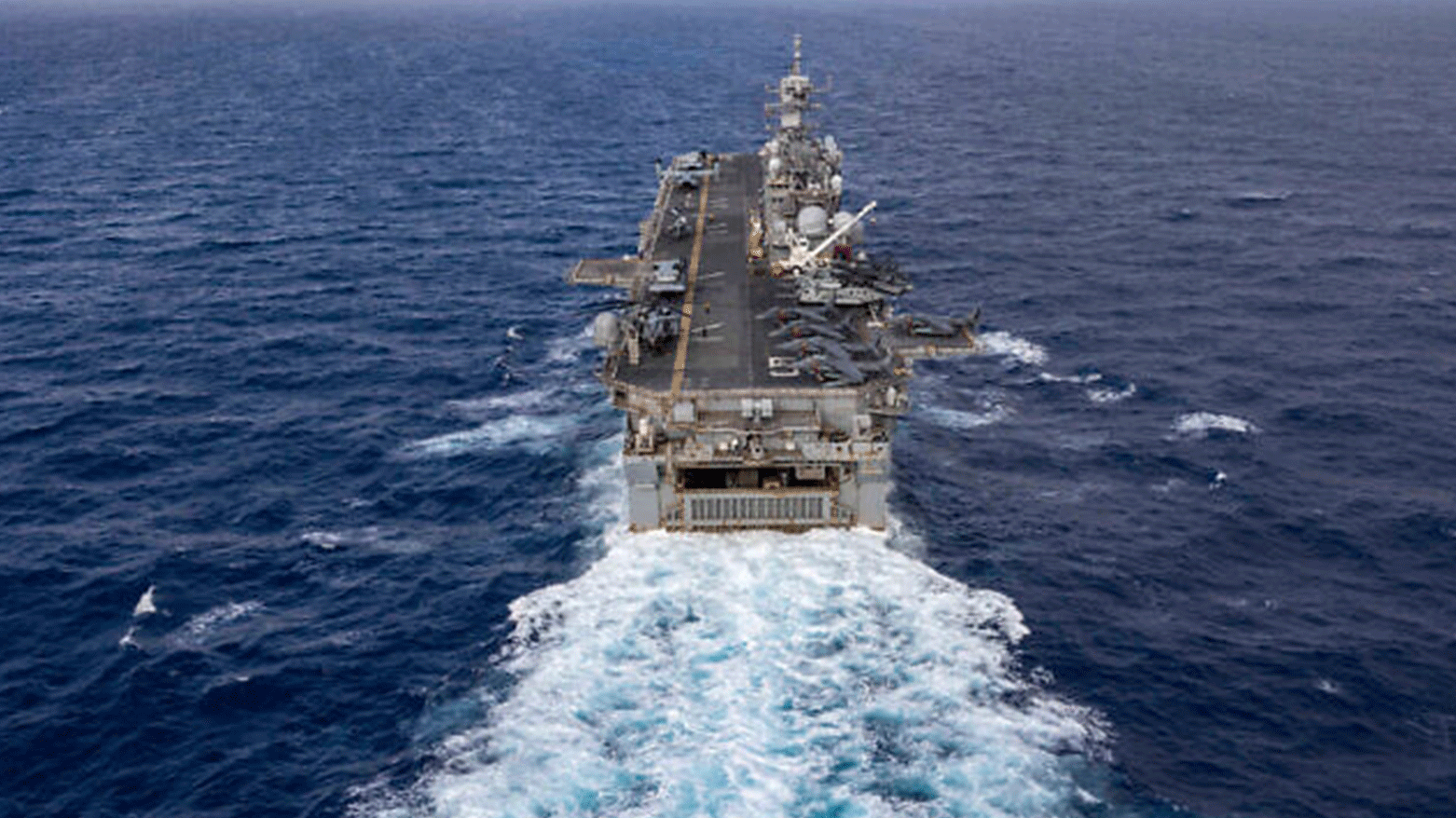 This handout photo from the U.S. Navy, shows the Wasp-class amphibious assault ship USS Bataan in the Atlantic Ocean on July 20, 2023. (Photo: AP)
