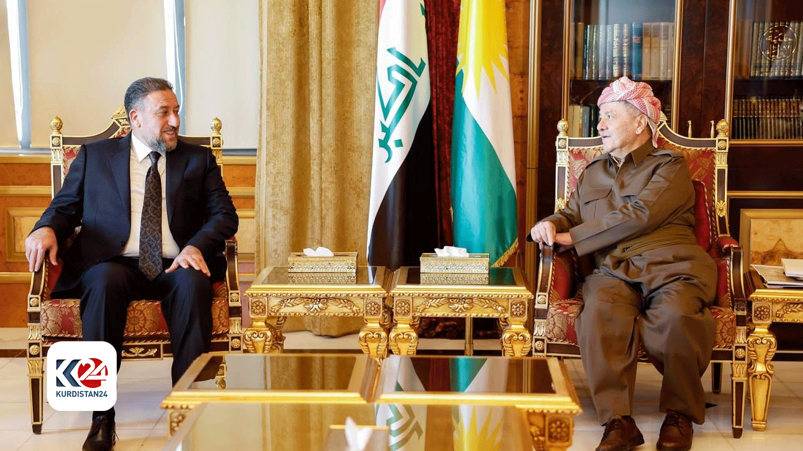الرئيس مسعود بارزاني ورئيس تحالف السيادة خميس الخنجر