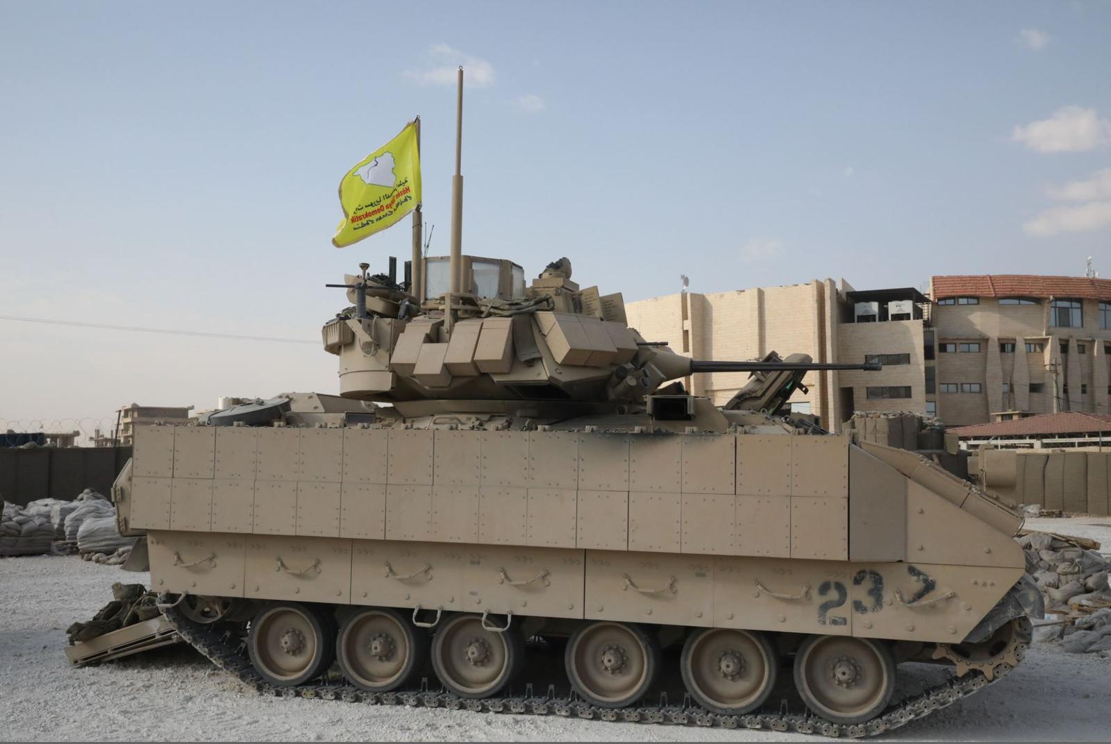 Bradley vehicle with SDF flag in Hasakah city (Photo: SDF's Coordination and Military Operations Center)