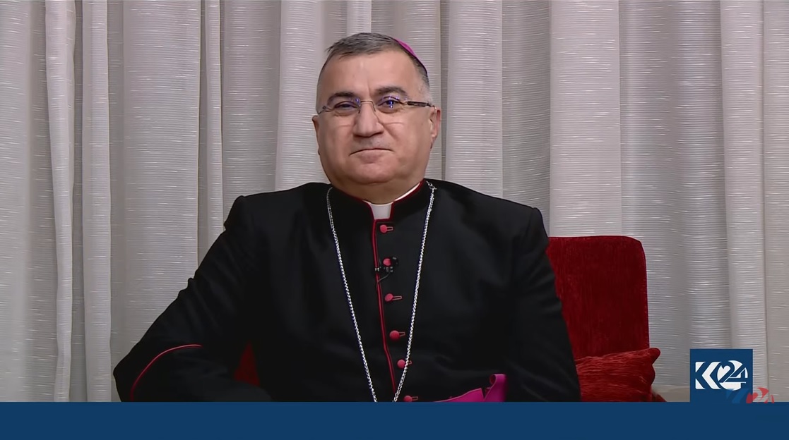 Archbishop of the Chaldean Archbishop of Erbil, Bishop Bashar Matti Warda in an interview with Kurdistan 24, Oct. 4, 2021. (Photo: Kurdistan 24)